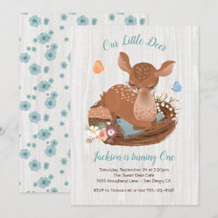 Sweet doe Deer Anniversaire Invitations
