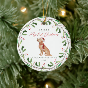 Sweet Dog's eerste Kerstmis met naam en jaar Keramisch Ornament