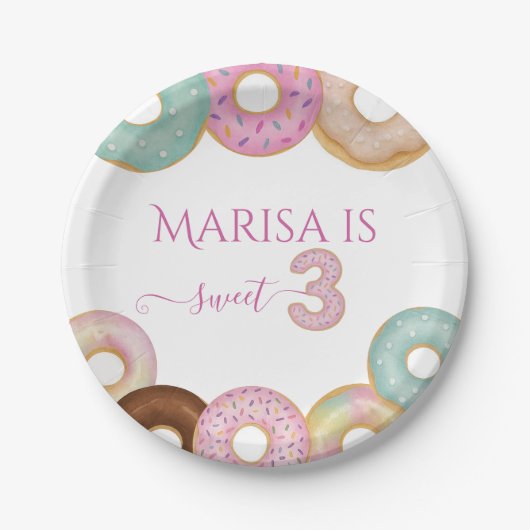 Sweet Donut Birthday | Kleurrijke Kinder partij - Papieren Bordje (Voorkant)