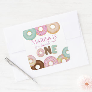Sweet Donut Birthday Kleurrijke Kinder partij - Vierkante Sticker