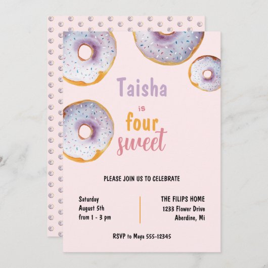 Sweet Donut Waterverf Illustratie (Voorkant / Achterkant)