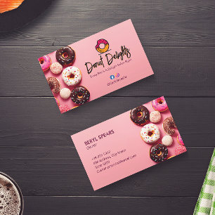Sweet Donuts Business   Roze Schattigee donuts Visitekaartje