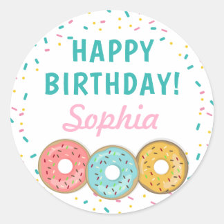 Sweet Donuts Happy Birthday Ronde Sticker