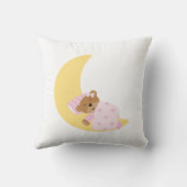 Sweet Dreams Baby Beer Geboorteaankondiging {roze} Kussen (Achterkant)