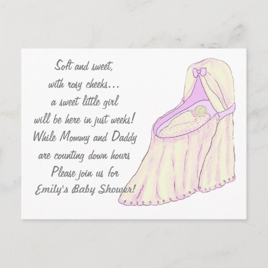 Sweet Dreams Baby Girl Baby Shower Invitations (Devant)