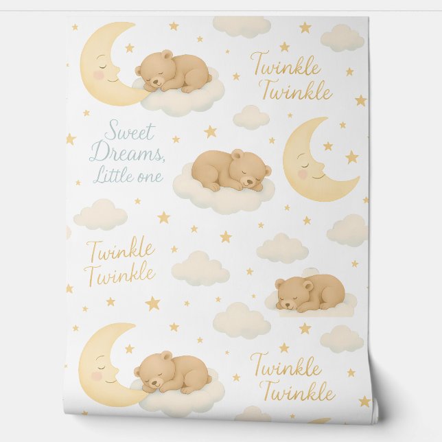 Sweet Dreams Bear Nursery Papier peint - Moon & (Déroulement)