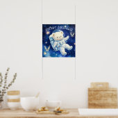 Sweet Dreams Blue Astronaut Teddy Nursery Poster (Cuisine)