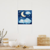Sweet Dreams Blue Night Sky Nursery Poster (Cuisine)