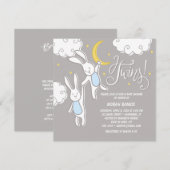 "Sweet Dreams Bunny" Twins Baby shower Invitation (Devant / Derrière)