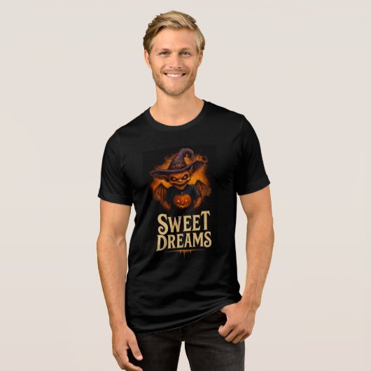 Sweet Dreams Creepy Goblin Design Tri-Blend Shirt (Voorkant volledig)
