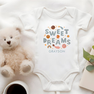 Sweet Dreams Cute Moon Stars Persoonlijke naam Romper