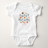 Sweet Dreams Cute Moon Stars Persoonlijke naam Romper (Voorkant)
