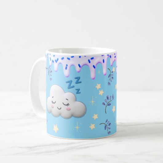 Sweet Dreams Cute Sleeping Cloud and Blueberry Mug (Devant gauche)