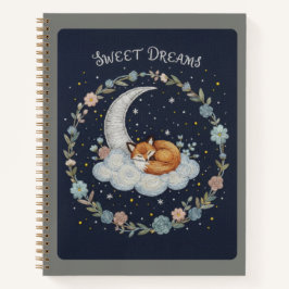 Sweet Dreams Embroidered Fox on Moon Journal Notitieboek