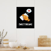 Sweet Dreams Funny Snoep Pun Dark BG Poster (Keuken)