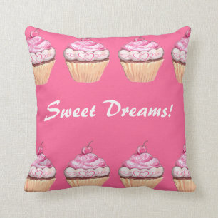 Sweet Dreams Girls Pink Cupcakes Sleepover Kussen