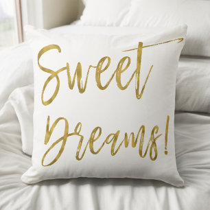 Sweet Dreams Gold Typography Inspiration Word Kussen
