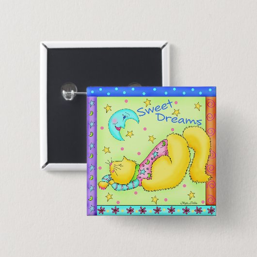 Sweet Dreams Kitty Button Badge (Devant & derrière)