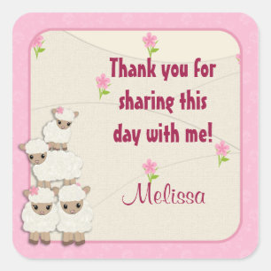 Sweet Dreams LAMB Baby shower vierkante sticker SD