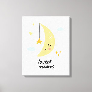Sweet Dreams Moon & Stars Canvas Afdruk