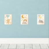 Sweet Dreams Nursery Wall Art Set - Maan, Beer (Houten vloer)