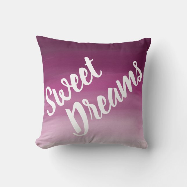 Sweet Dreams Ombre Pink-Paarse gezegden Kussen (Voorkant)