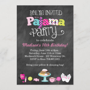 Sweet Dreams Pajama Party Chalkboard Invitation