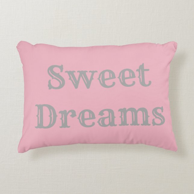Sweet Dreams Pillow - Light Pink & Grey Decoratief Kussen (Voorkant)