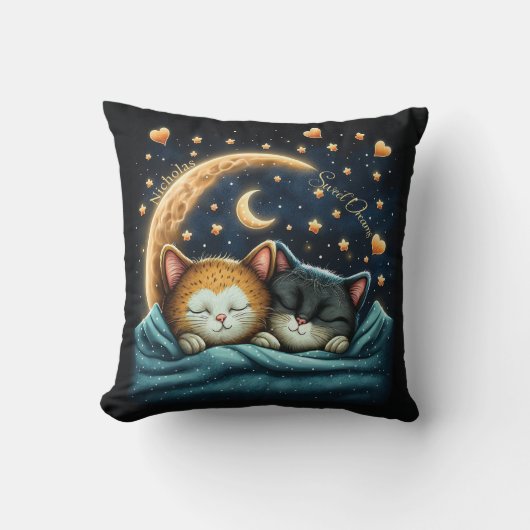 Sweet Dreams Schattige ontwerp Kitten gepersonalis Kussen (Voorkant)