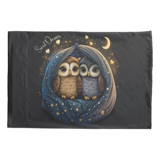 Sweet Dreams Schattige ontwerp Uil Gepersonaliseer Kussensloop (Achterkant)