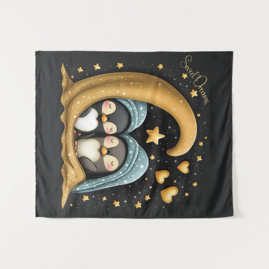 Sweet Dreams Schattigee Design Pinguïn Wandkleed (Voorkant (horizontaal))