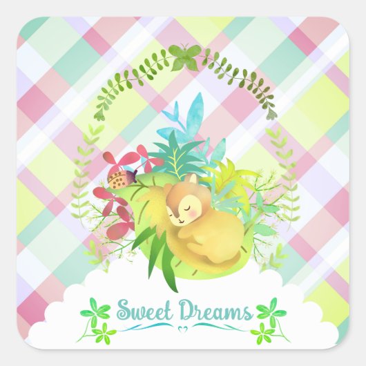 Sweet Dreams Squirrel Baby Vierkante Sticker (Voorkant)