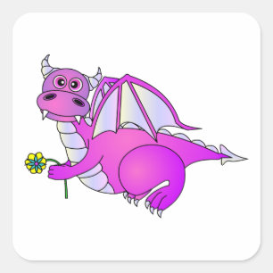 Sweet Dreams - Stomme Paarse draak met ventilator Vierkante Sticker