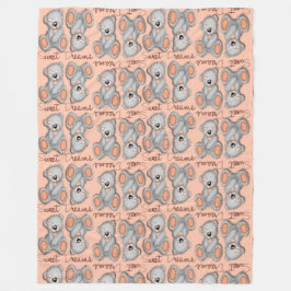 Sweet Dreams Teddy-peach-yellow Fleece Deken