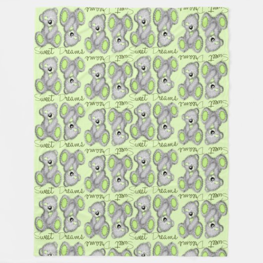 Sweet Dreams Teddy-peridot Fleece Deken (Voorkant)
