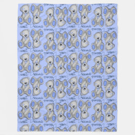 Sweet Dreams Teddy-soft blue snuggle Fleece Deken