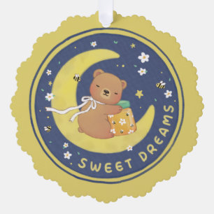 Sweet Dreams: teddybeer en honing illustratie Ornament Kaart
