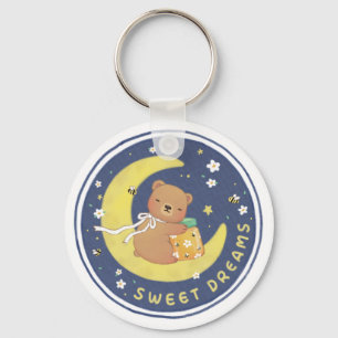 Sweet Dreams: teddybeer en honing illustratie Sleutelhanger