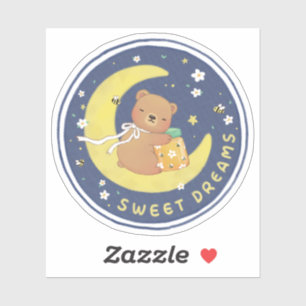 Sweet Dreams: teddybeer en honing illustratie Sticker