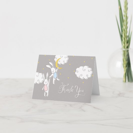 Sweet Dreams Twin Bunny Carte de remerciements (Devant)