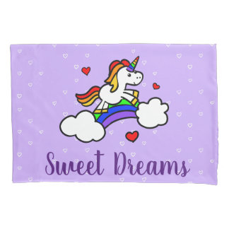 Sweet Dreams Unicorn Lila Heart Pillowcase Kussensloop