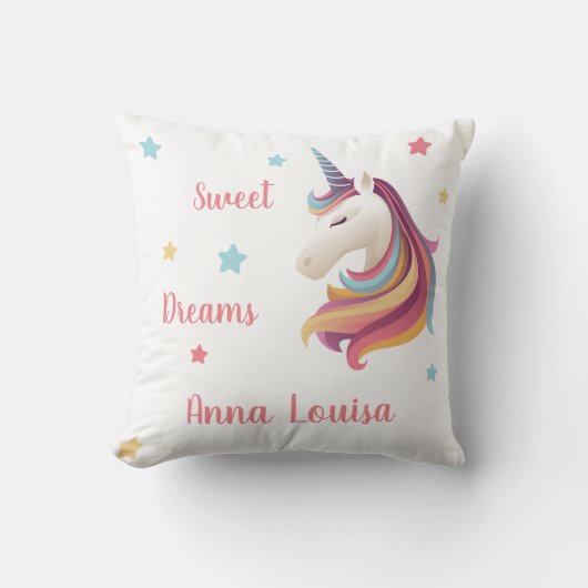 Sweet dreams unicorn personalize (your name) kussen (Voorkant)