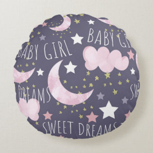 Sweet Dreams Waterverf Baby Girl Nursery Rond Kussen