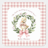 Sweet Duckling Baby shower Pink Gingham Stickers (Voorkant)
