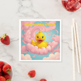 Sweet Duckling op Pink Clouds Party servetten