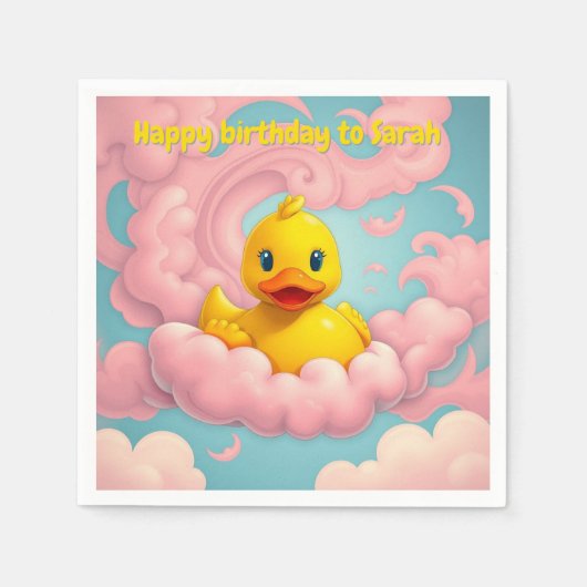 Sweet Duckling op Pink Clouds Party servetten (Voorkant)