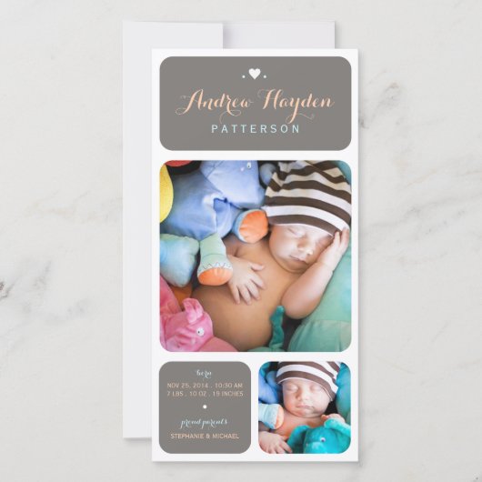 Sweet Duet Photo Baby Boy Faire-part de naissance (Devant)