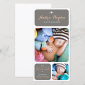 Sweet Duet Photo Baby Boy Faire-part de naissance (Devant / Derrière)