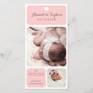 Sweet Duet Photo Baby Girl Faire-part de naissance