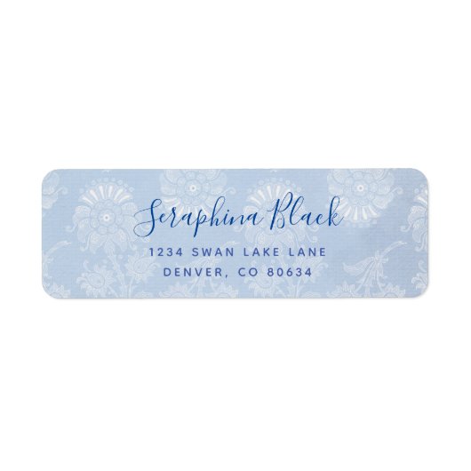 Sweet Dusty Blue Lace Return Address Label (Voorkant)